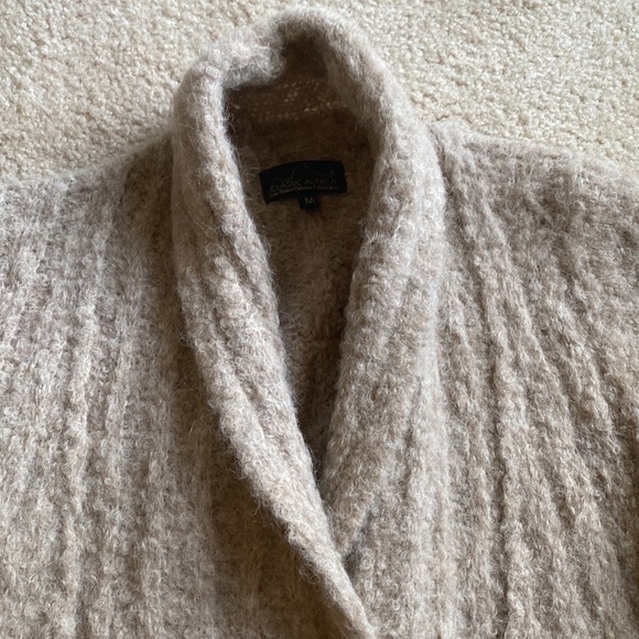 Classic Alpaca Clothing Tan-Beige Open Front Draped Cardigan Wool Lagenlook M - Picture 13 of 17